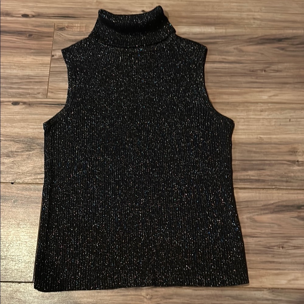 Black Sleeveless Turtleneck Top